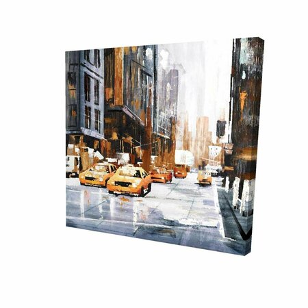 FONDO 12 x 12 in. Big City Street with Yellow Taxi-Print on Canvas FO2789090